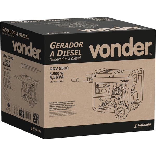 Gerador Diesel 5,5 Kva 5000w Bivolt Gdv 5500 Vonder 110/220v